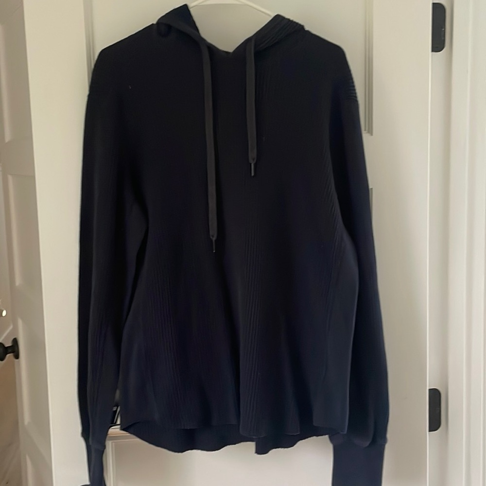 Rag and Bone navy blue waffle knit hoodie.